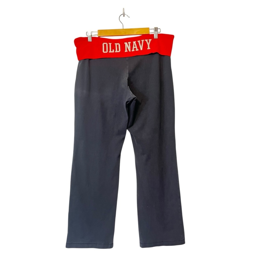 Vtg Y2k Old Navy Yoga Pants‎ Black Red Fold Over Waistband Sz XL Pet Bootcut
